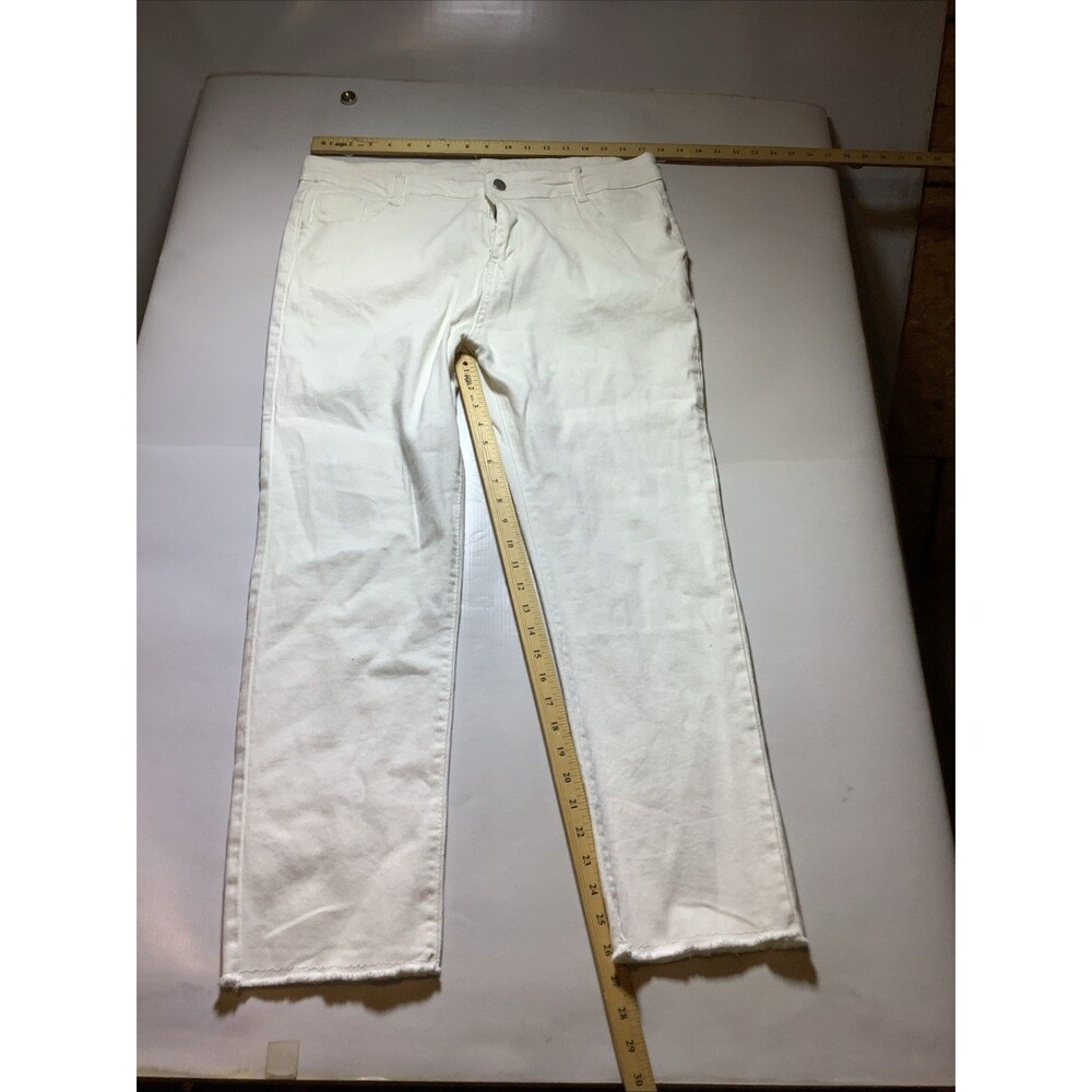 Women White Straight Leg Denim Stretch Jeans Size XXL